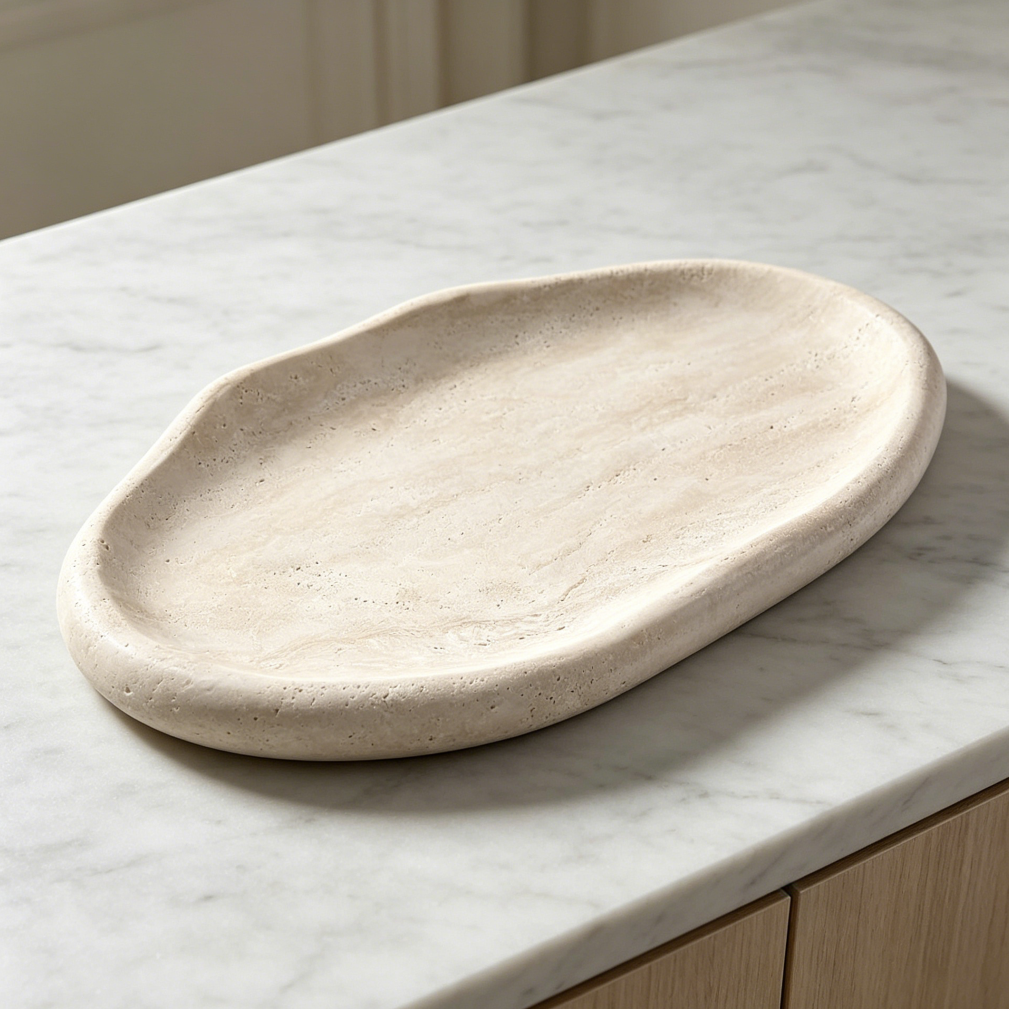 10"x7" Cloud Shape Natural Marble Vanity Tray